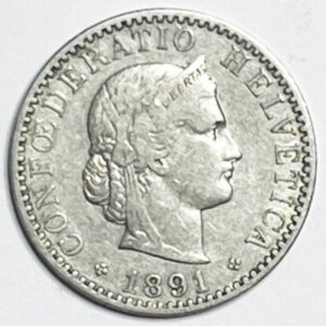 CH-20 centimes, 1891, (ss)