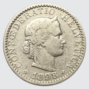 CH-20 centimes, 1898, (ss)