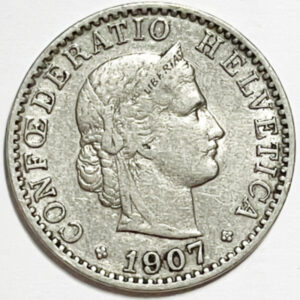 CH-20 centimes, 1907, (ss)