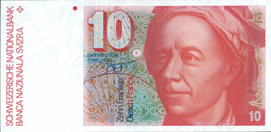 10 Francs,  Leonhard Euler 1990