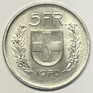 CH-5.00 Francs -1970 (ss+)