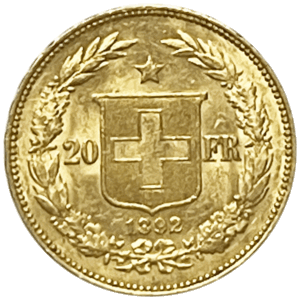 Vreneli d'or: 20 francs (Helvetia) 1892
