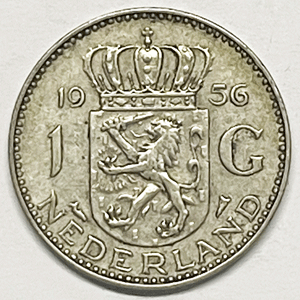 PAYS-BAS 1 gulden argent 1956