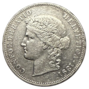 CH-5.00 Francs -1891 (ss+)