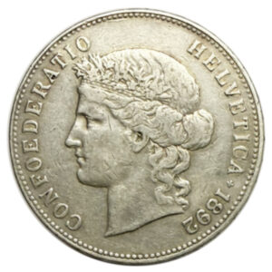CH-5.00 Francs -1892 (ss+)
