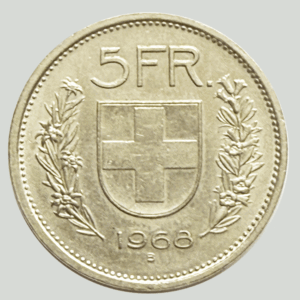 CH-5.00 Francs-1968 B (ss+)