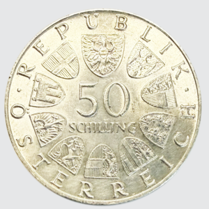 AUTRICHE 50 Schilling Proof 1200e anniversaire du Dôme de Salzbourg 1974